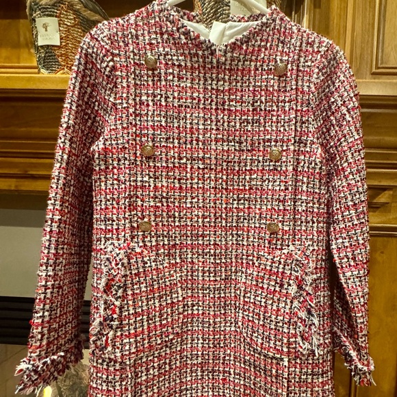 Pili Carrera red burgundy and blue wool dress size 14 - Picture 1 of 7